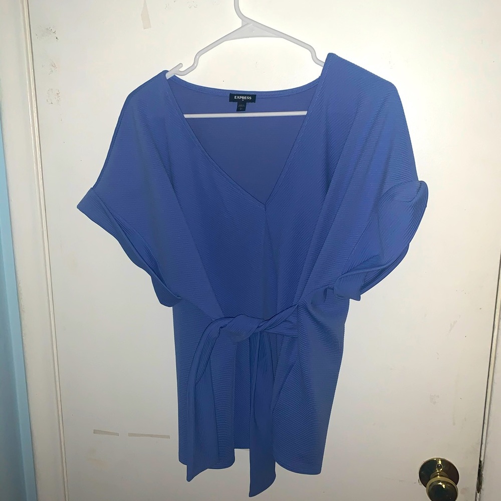 Express women’s periwinkle wraparound blouse